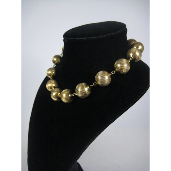 Monet Station Beaded Goldtone Chain Necklace 19 Inch Vintage 1960 1950 Statement - Picture 7 of 9